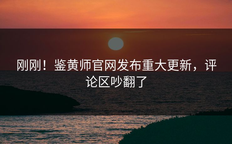 刚刚！鉴黄师官网发布重大更新，评论区吵翻了