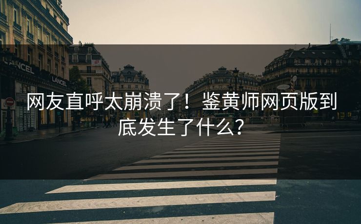 网友直呼太崩溃了！鉴黄师网页版到底发生了什么？