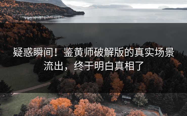 疑惑瞬间！鉴黄师破解版的真实场景流出，终于明白真相了