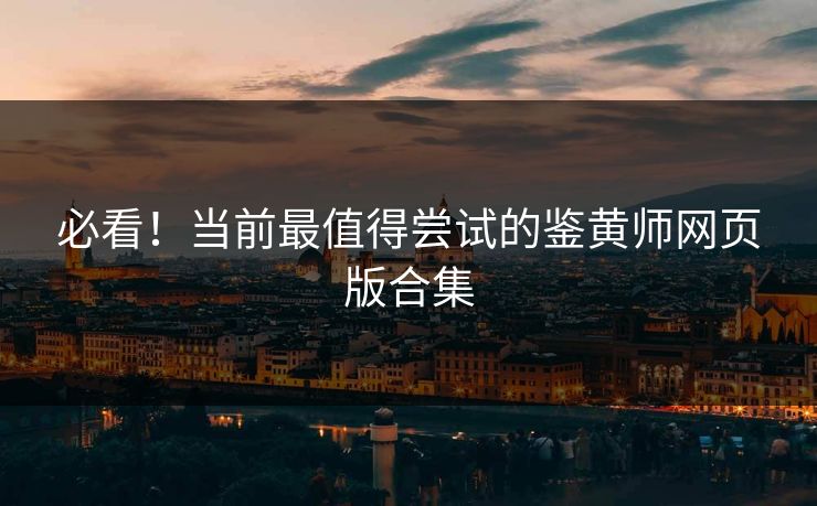 必看！当前最值得尝试的鉴黄师网页版合集