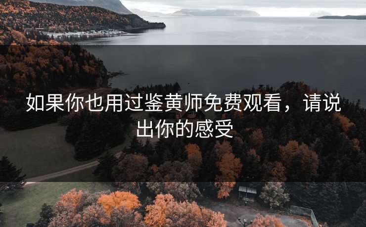 如果你也用过鉴黄师免费观看，请说出你的感受