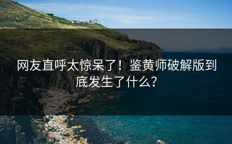 网友直呼太惊呆了！鉴黄师破解版到底发生了什么？