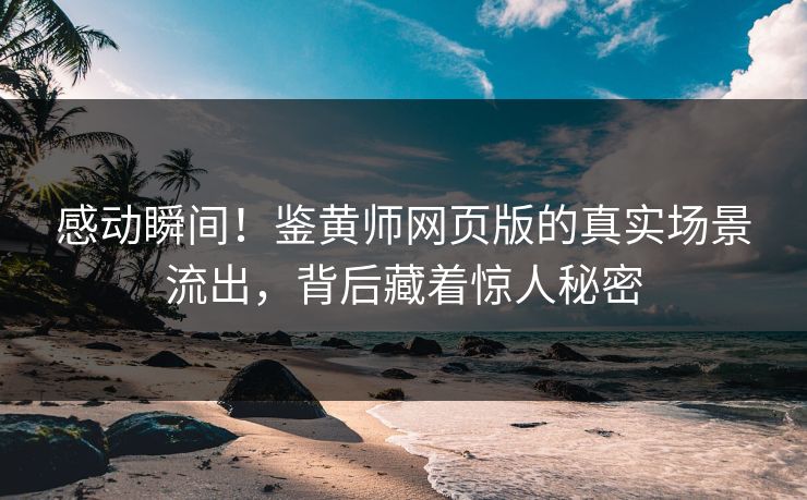 感动瞬间！鉴黄师网页版的真实场景流出，背后藏着惊人秘密