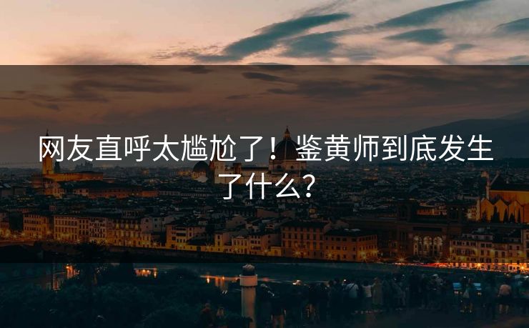 网友直呼太尴尬了！鉴黄师到底发生了什么？