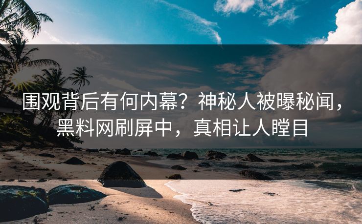 围观背后有何内幕？神秘人被曝秘闻，黑料网刷屏中，真相让人瞠目