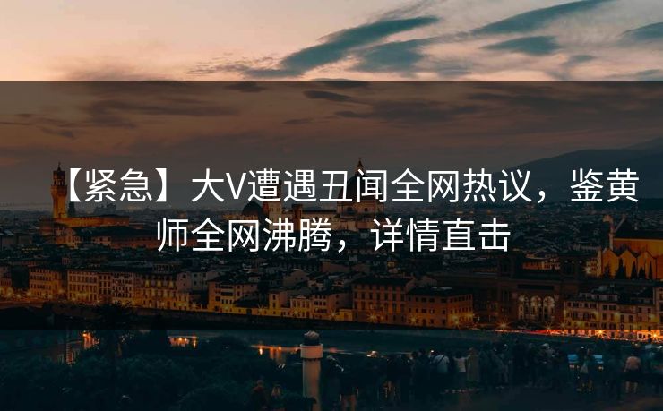 【紧急】大V遭遇丑闻全网热议，鉴黄师全网沸腾，详情直击