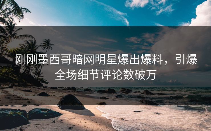 刚刚墨西哥暗网明星爆出爆料，引爆全场细节评论数破万