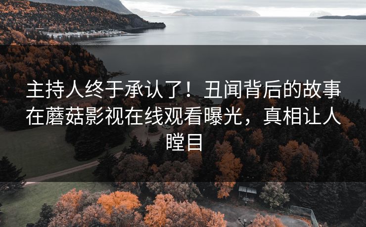 主持人终于承认了！丑闻背后的故事在蘑菇影视在线观看曝光，真相让人瞠目