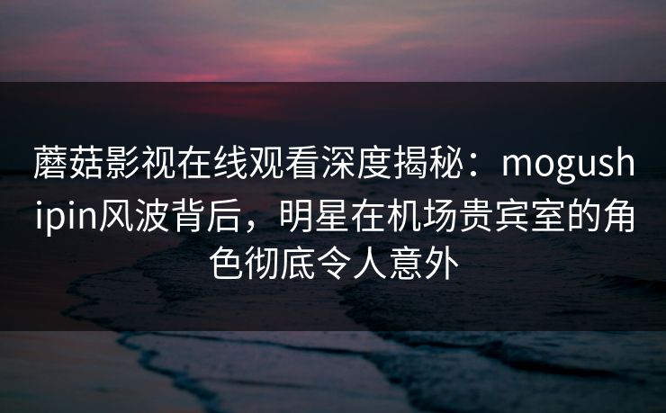 蘑菇影视在线观看深度揭秘：mogushipin风波背后，明星在机场贵宾室的角色彻底令人意外