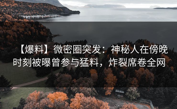 【爆料】微密圈突发:神秘人在傍晚时刻被曝曾参与猛料,炸裂席卷全网 【爆料】微密圈突发:神秘人在傍晚时刻被曝曾参与猛料,炸裂席卷全网